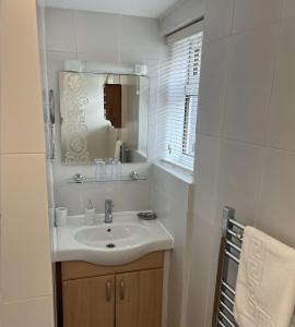 艾恩布里奇The Garden Apartment的白色的浴室设有水槽和镜子