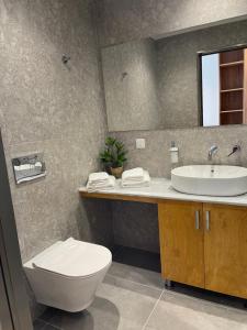 卡尔扎迈纳SunBeam的一间带卫生间和水槽的浴室