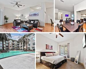 休斯顿Stylish Open Concept Apt with King Bed, walking distance from NRG Texans Stadium, 1 mile to Med Center, Free Parking的公寓照片的拼贴