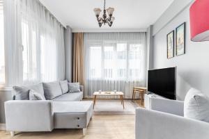伊斯坦布尔Modern Stylish Cozy Flat in the Heart of Kadikoy的带沙发和电视的客厅