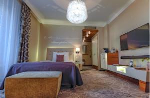 卢塞恩卢塞恩施威霍夫酒店的配有一张床和一台平面电视的酒店客房