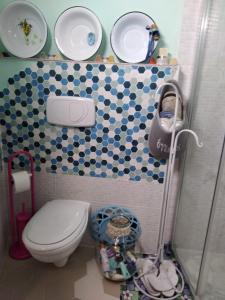 San SperateStanza privata casa artistica Mariola的一间带卫生间和淋浴的小浴室