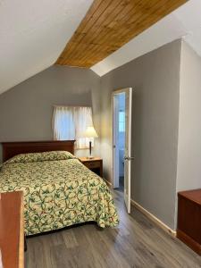 乔治湖乔治湖多瑞汽车旅馆的一间卧室设有一张床和一个窗口