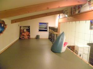 IchinomiyaB&BHOUSE FAM的地板上有鲨鱼图的房间