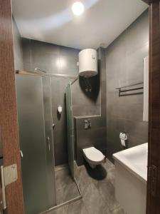 贝尔格莱德H.T Hotel的一间带卫生间和水槽的浴室