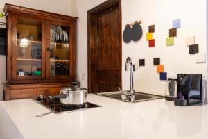 维罗纳Ponte Postumio的厨房台面设有水槽和炉灶