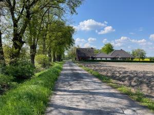 LöningenFerienhaus Becksvoort 49624 Löningen im Hasetal的通往农舍的土路