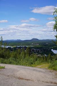 GranträsketFamily house in Swedish Lapland的一条享有市景和湖景的道路