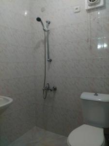 乌雷基HOTEL - SHORENA的带淋浴、卫生间和盥洗盆的浴室