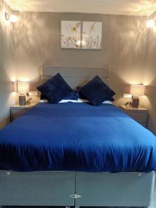 埃尔金The Milton Bed & Breakfast的一间卧室配有蓝色的床和2个床头柜
