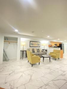 华盛顿Lovely Remodeled 2bdrm Basement Home的客厅配有黄色椅子和沙发