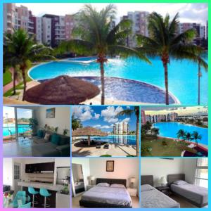 坎昆Departamento 'Hozanek' en Dream Lagoons Cancun的一张带游泳池的度假村照片