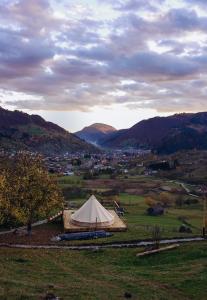 鲁克尔Rucăr Glamping Village的山地的帐篷