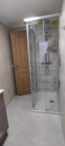 巴雷罗斯Bruma的浴室里设有玻璃门淋浴