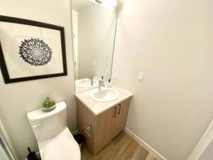 悉尼Lovely Brand New Suite的一间带卫生间、水槽和镜子的浴室