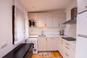 利亚内斯Cerezal 3, Loft en plena naturaleza的白色的厨房配有水槽和一台洗衣机