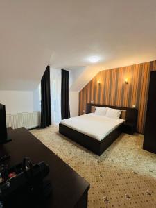 波亚纳布拉索夫Pensiunea Zimbrul的酒店客房,配有床和摄像头