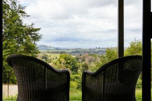 GoonellabahInvercauld House的两把椅子坐在窗户前,享有美景