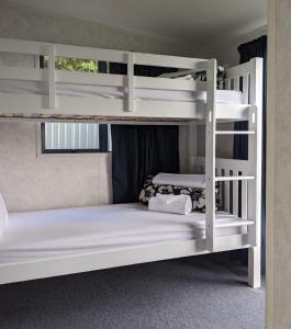 新普利茅斯菲茨罗伊海滩假日公园露营地的客房内的双层床和两张双层床