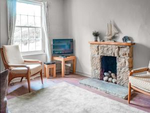 罗宾胡兹贝Bloomswell的客厅设有壁炉和电视。