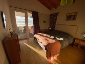 圣卡洛斯-德巴里洛切Lake的一间卧室设有一张床和一个滑动玻璃门