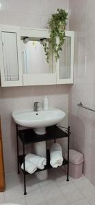莫杜尼奥Affittacamere Girasole的一间带水槽和镜子的浴室