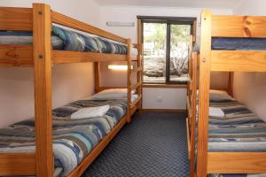 科尔斯湾BIG4弗雷西内伊鲁卡假日公园的带窗户的客房内的两张双层床