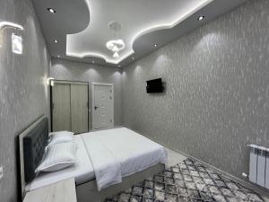 撒马尔罕Samarkand luxury apartment #5的一间卧室配有一张床和一台电视。