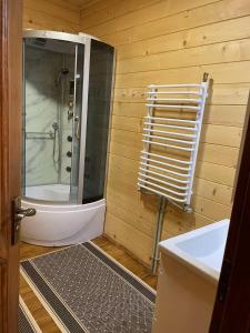 KrasnyySweet Home的带淋浴、卫生间和盥洗盆的浴室