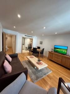 伦敦New Beautiful Lux Apartment的带沙发和平面电视的客厅