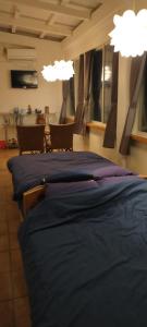 石垣岛palmsﾌﾟﾗｲﾍﾞｰﾄプールから海と星空見える広々96平米 BBQ台 P5台分無料 wii WiFi的配有蓝色床单和灯的客房
