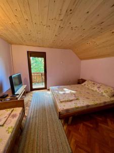Gornja ToplicaKonaci Nikola Banja Vrujci的一间设有两张床和电视的房间