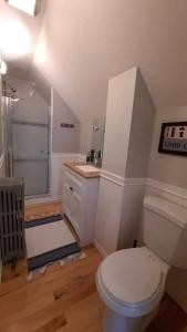 格洛斯特Guest suite in historical district的浴室配有白色卫生间和盥洗盆。