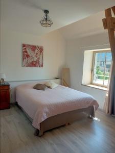 SartillyAu Mont & Merveilles的一间卧室设有一张床和一个窗口