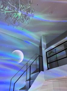 大邱Angel House的建筑天花板上的北极光壁画