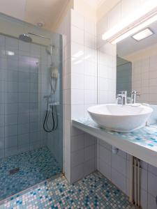 里昂埃尔德酒店的一间带水槽和淋浴的浴室