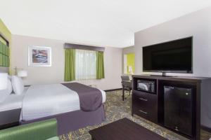 Delafield阿美里科酒店的配有一张床和一台平面电视的酒店客房