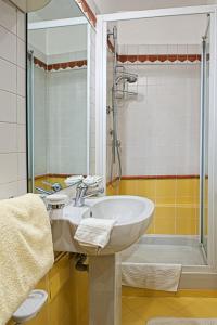 布拉格汀斯卡公寓式酒店的一间带水槽和淋浴的浴室