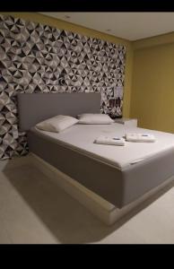 阿瓜斯克拉腊斯Hotel 1001 Prime Ade Águas Claras的一张床上有两个枕头的房间