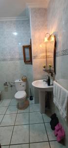舍夫沙万IDGA appartement with panoramic view的一间带卫生间和水槽的浴室