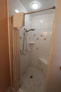 圣克鲁兹厄齐沃特海滩套房酒店的带淋浴和浴帘的浴室