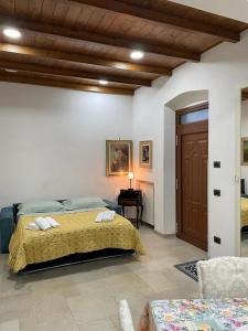 弗兰卡维拉丰塔纳Sasha House Casa Vacanze的一间卧室配有一张床,另一间卧室配有钢琴