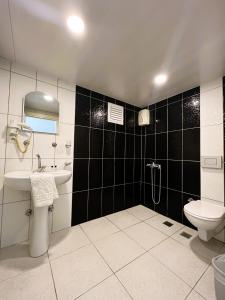 阿拉尼亚Alanya Queen Apart Otel的一间带水槽和卫生间的浴室