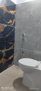 迈索尔Kailash Guest Home的一间带卫生间和大理石墙的浴室