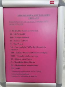 TubberThe Burren Art Gallery built in 1798的肝池厨房艺术画廊的粉红色菜单