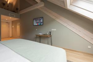 奥查加维亚Silken Puerta de Irati的卧室配有一张床,墙上配有电视。