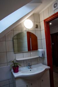 艾斯特根Luca Apartman的浴室设有白色水槽和镜子