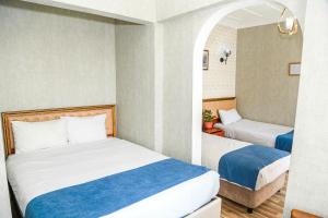 伊斯坦布尔阿西丁生活酒店的酒店客房 - 带两张床和客房答卷