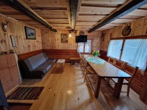 拉多夫吉卡OTO`S CABIN的客厅配有桌子和沙发