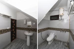 巴雷利OYO Hotel Ayaan的浴室的两张照片,配有卫生间和水槽